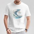 海の波から現れる芸術的なクジラ Tシャツ 面白い贈り物