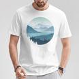 湖 森 風景 山 シルエット 長袖tシャツ Tシャツ 面白い贈り物