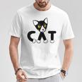 猫 子猫 ハチワレ モノトーン 白 黒 かわいい ユニーク Tシャツ 面白い贈り物