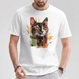 猫 抽象的 かわいい アート ポートレート 動物 恋人 グラフィック 猫 Tシャツ 面白い贈り物