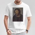 猿のイエスの絵、台無しにされたキリスト、フレスコ、ボッチドアートミーム。 Tシャツ 面白い贈り物