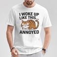 皮肉な猫好き 面白い 内向的 反社会的 不機嫌そうなキティ Tシャツ 面白い贈り物