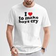 私は男の子を泣かせるのが大好き、男の子を泣かせるのは心 Tシャツ 面白い贈り物