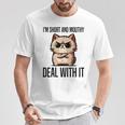 私は短気で口うるさいので、それを扱います。態度猫 Tシャツ 面白い贈り物