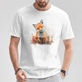 笑顔 水彩 キツネ 森林 動物 Tシャツ 面白い贈り物