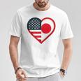 米国 アメリカ 日本 ハートフラッグ 二重国籍。 Tシャツ 面白い贈り物