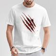 血まみれのシャツ ハロウィン ゾンビ 爪 マーク 血のはね Tシャツ 面白い贈り物