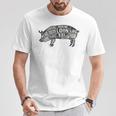 豚肉の部位 面白いtシャツ 豚 ブタ Bbq メンズ おもしろ 面白い 服 オリジナル グッズ ネタ バーベキュー ネタ Tシャツ 面白い贈り物