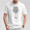 赤ワイングラス ワード アート オブ ワイン タイプ ブラック テキスト Tシャツ 面白い贈り物