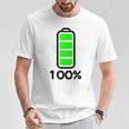電池 100 フルバッテリー Tシャツ 面白い贈り物