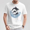 面白tシャツ シャチ 海 クジラ サメ おもしろ かわいい グッズ 服 ネタ メンズ オリジナル 夏 Tシャツ 面白い贈り物