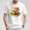 面白いtシャツ フレンチブルドッグ 犬 ハンバーガー メンズ グッズ かわいい おもしろ 面白い 服 ネタ 長袖tシャツ Tシャツ 面白い贈り物