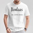 面白いインドの「Bindaas」 Tシャツ 面白い贈り物