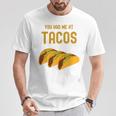 面白いタコス You Had Me At Tacos かわいい 愛らしいタコス フード Tシャツ 面白い贈り物