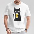 面白い黒猫はビールが大好きおもしろいビール好き Tシャツ 面白い贈り物