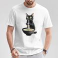 黒猫 ラーメン 麺 和食 Tシャツ 面白い贈り物