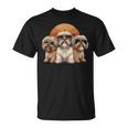 3匹のかわいい犬 ラサ・アプソ シーズー クール サングラス付き Tシャツ