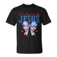 America Needs Jesus Christian Usa Flag 4Th Of July Bow Retro T-Shirt