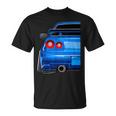Blue Gt R 34 Jdm スカイラインスタンス カー ドリフトレーシング Tシャツ