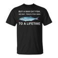 Buy A Man Eat Fish He Day Teaching Fish Man To A Lifetime Tシャツ