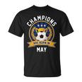 Champion Are Born In May フットボール サッカーボール 誕生日プレゼント 長袖tシャツ Tシャツ