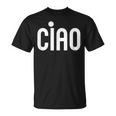Ciao イタリア語の格言 白とピンクのミニマリスト Tシャツ