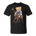 Cool Teddy Bear Playing Horse Polo Game Illustration Graphic Tシャツ