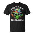Don't Panic It's Organic Alien Ufo 面白いプリント Tシャツ