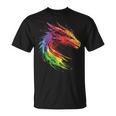 Dragón Pintura Arte Animal Abstracto Colorido Dragón Camiseta unisex