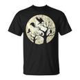 Forêt Arbre Lune Oiseaux Gothique Noir Terrifiant Corbeau T-Shirt