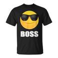 Girl & Boy Boss サングラス 顔文字シャツ クールな顔 Tシャツ