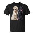 Happy Two Labradors ゴールデンブラック ラボレトリバー Mom Dad Tシャツ