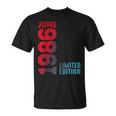 Junio 1986 Retro 1986Intage 1986 Año Legendario 1986 Camiseta unisex