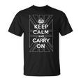 Keep Calm And Carry On 落ち着いてキャリーオン 英国の輪郭の旗 Tシャツ