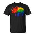 Lgbt 力強い虹色のサイ Rainbow Rhinoceros Graphic Tシャツ