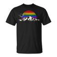 Lgbtq レインボー 山 サンセット ヴィンテージ Tシャツ