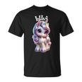 Lila かわいいユニコーンデザイン 女の子用 名前 Lila Tシャツ