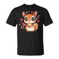 Linda Ardilla Rodeada De Corazones Amor Camiseta unisex