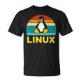 Linux レトロ ヴィンテージ ペンギン オタク ペンギン オペレーティング システム オタク Tシャツ
