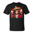 Long Haired Curvy Mexican Chibi Zarape Roses Mexican Pride Tシャツ