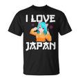 I Love Japan Kawaii Anime Girl Neko Cat Girl Otaku Weeb Tシャツ