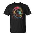 Mono Chimpancé Astronauta Diseño De Neón De Chimpancé Espacial Camiseta unisex