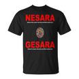 Nesara Gesara、赤い文字。 Tシャツ