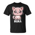 Nina かわいい猫 子猫デザイン 女の子 名前 ニーナ Tシャツ