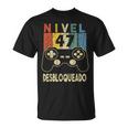 Nivel 47 Desbloqueado Gamer 47 Años Cumpleaños Camiseta unisex