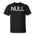 Null Computer サイエンスコード エラー ユーモア エンジニア Tシャツ