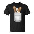 Papillon パピヨン 子犬 ポケットの中の犬 Tシャツ