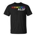 Proud Ally Bars Equality Lgbtq Rainbow Flag Gay Pride Ally Tシャツ