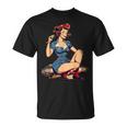 Retro Patriotic Pin-Upintage Usa Flag American Beauty Girl Tシャツ