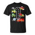 Soy 1 Cumpleaños Niño 1St Bday Coche Camión De Bomberos Avión Tractor Camiseta unisex